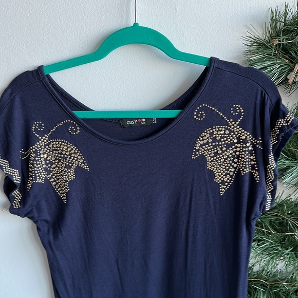 Never worn - navy blue dress with gold details - Picture 2 of 4